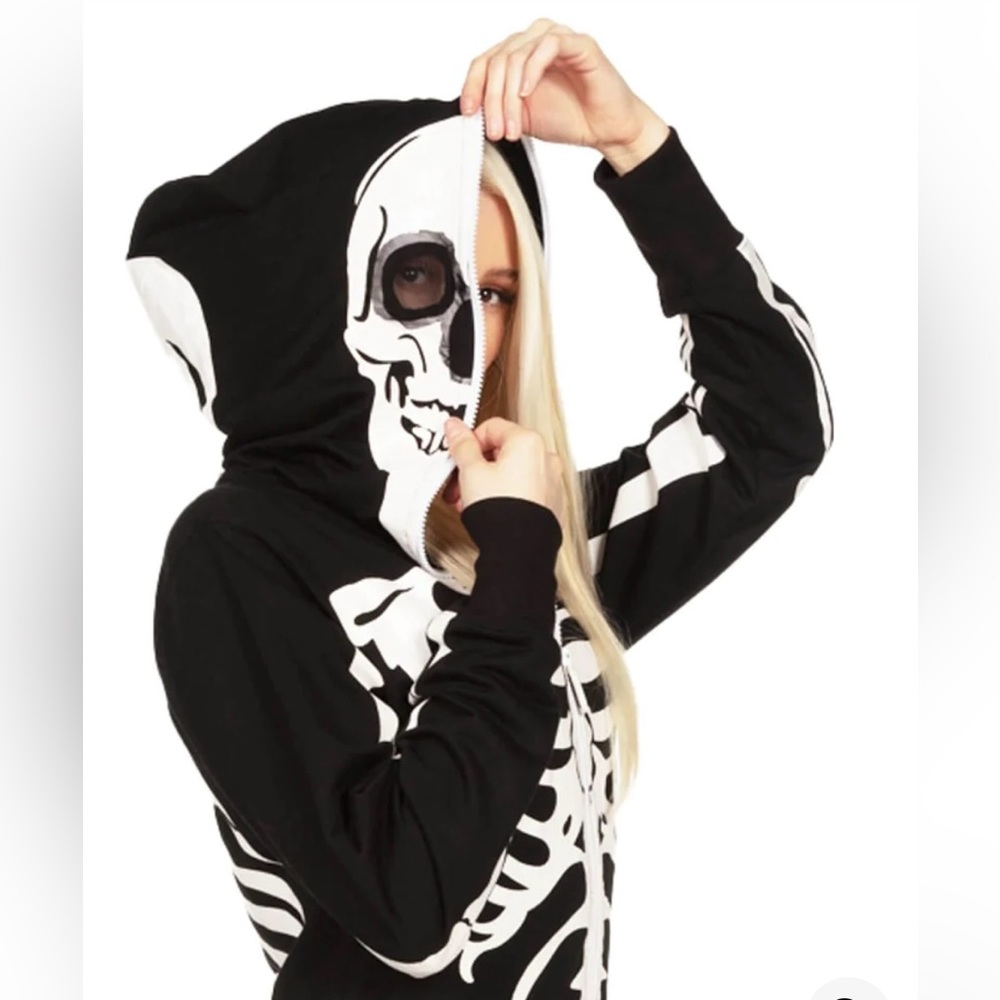 💀New! Tipsy Elves Unisex Skeleton Thick Onesie - Picture 4 of 16